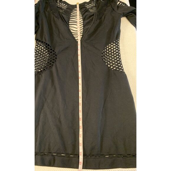 La Senza BODYCON DRESS Size XL Sexy Peekaboo LBD Rave Club Kid Cutouts - Picture 8 of 10